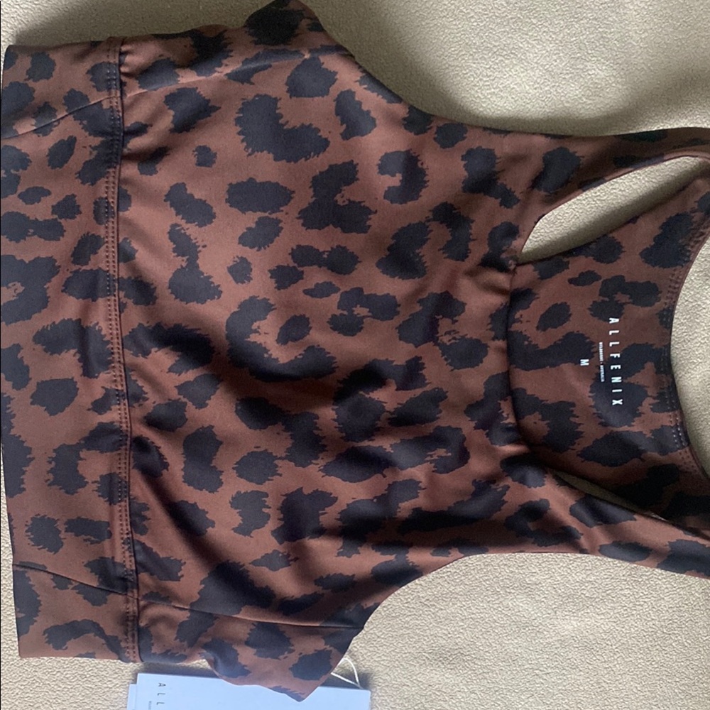 Cheetah Leopard Print Sports Bra Medium Animal Brown Black Top new ALLFENIX Long - Picture 8 of 10